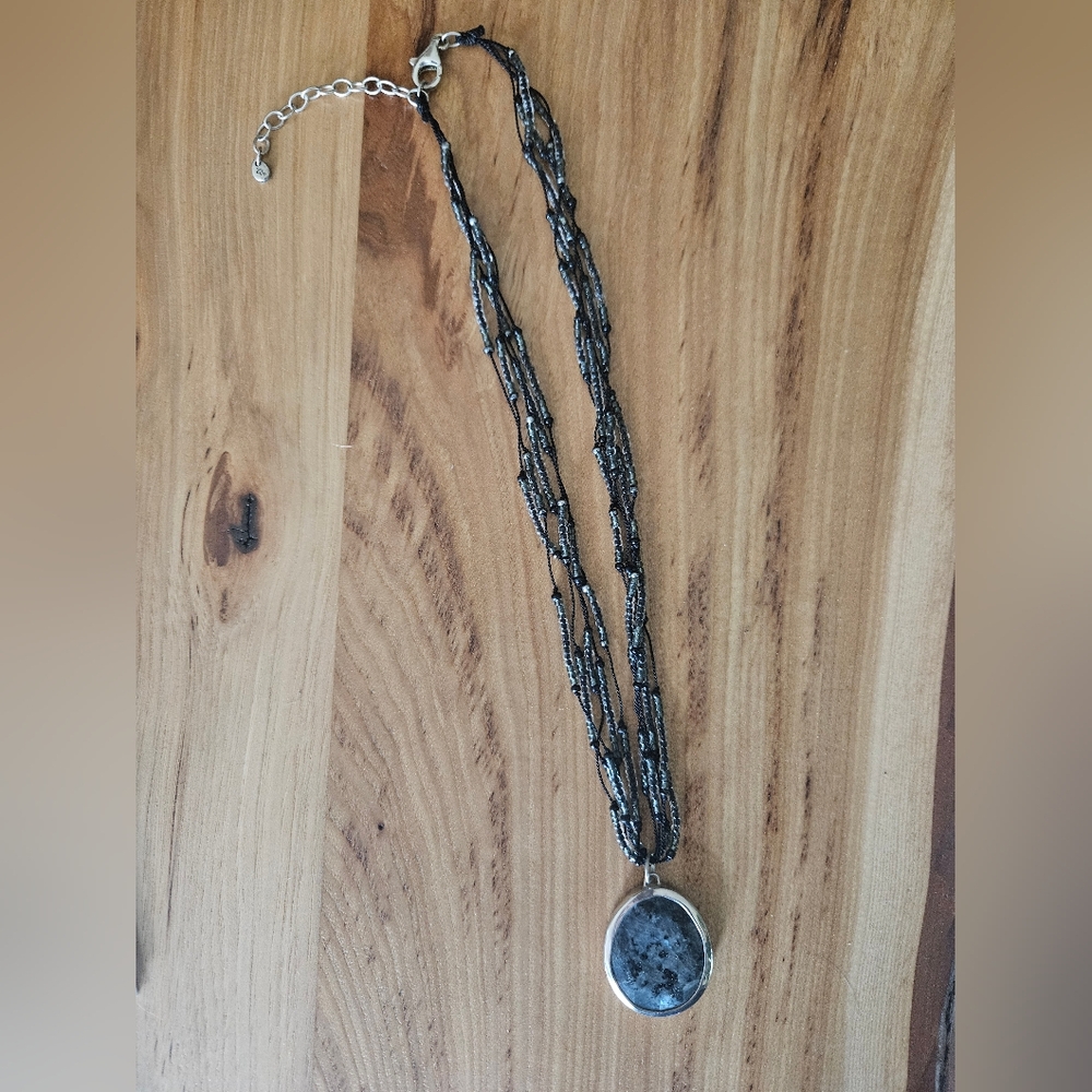 Silpada .925 Sterling Silver Glass bead five strand necklace with pendant - Picture 7 of 7